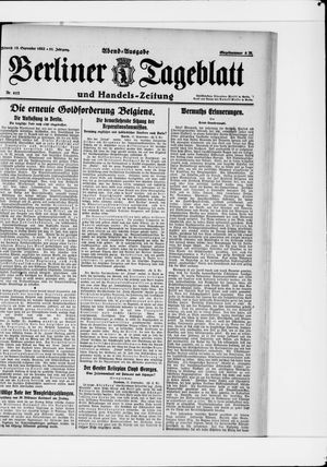 Berliner Tageblatt und Handels-Zeitung vom 13.09.1922