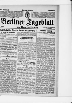 Berliner Tageblatt und Handels-Zeitung vom 14.09.1922