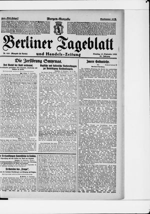 Berliner Tageblatt und Handels-Zeitung on Sep 17, 1922