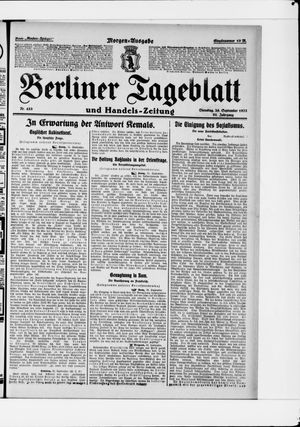Berliner Tageblatt und Handels-Zeitung on Sep 26, 1922
