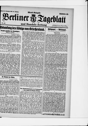 Berliner Tageblatt und Handels-Zeitung vom 27.09.1922