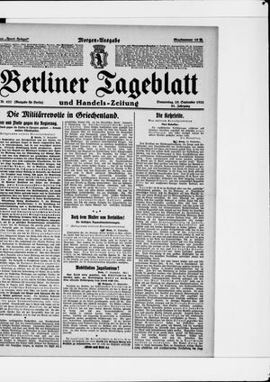 Berliner Tageblatt und Handels-Zeitung vom 28.09.1922