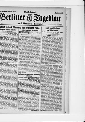 Berliner Tageblatt und Handels-Zeitung on Sep 30, 1922