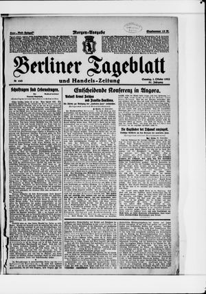 Berliner Tageblatt und Handels-Zeitung vom 01.10.1922
