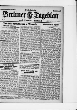 Berliner Tageblatt und Handels-Zeitung vom 10.10.1922