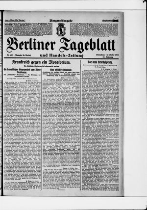 Berliner Tageblatt und Handels-Zeitung on Oct 14, 1922