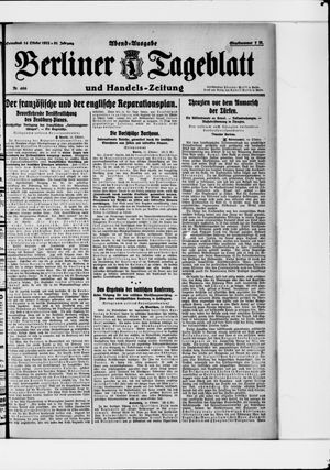 Berliner Tageblatt und Handels-Zeitung vom 14.10.1922