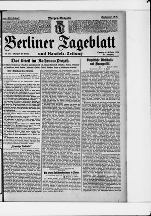 Berliner Tageblatt und Handels-Zeitung vom 15.10.1922