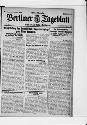 Berliner Tageblatt und Handels-Zeitung vom 19.10.1922