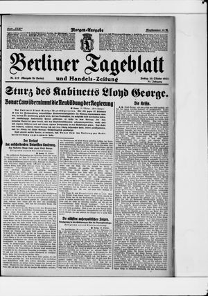 Berliner Tageblatt und Handels-Zeitung vom 20.10.1922