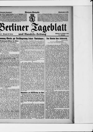 Berliner Tageblatt und Handels-Zeitung vom 25.10.1922