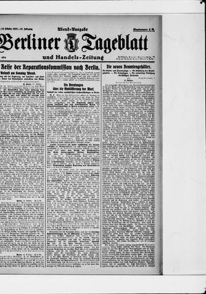 Berliner Tageblatt und Handels-Zeitung vom 25.10.1922