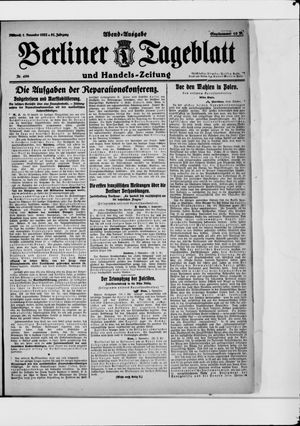 Berliner Tageblatt und Handels-Zeitung vom 01.11.1922