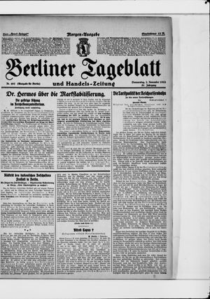 Berliner Tageblatt und Handels-Zeitung vom 02.11.1922
