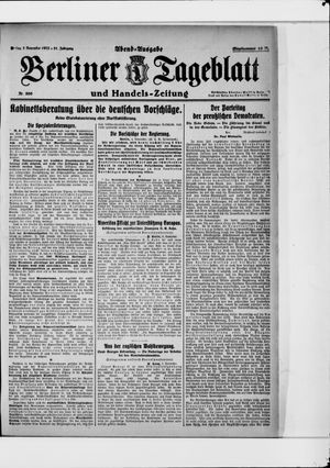 Berliner Tageblatt und Handels-Zeitung vom 03.11.1922