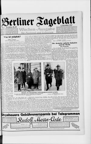 Berliner Tageblatt und Handels-Zeitung on Nov 8, 1922