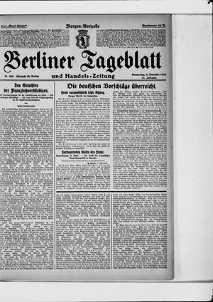Berliner Tageblatt und Handels-Zeitung vom 09.11.1922