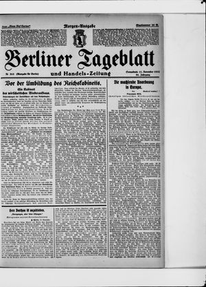 Berliner Tageblatt und Handels-Zeitung on Nov 11, 1922