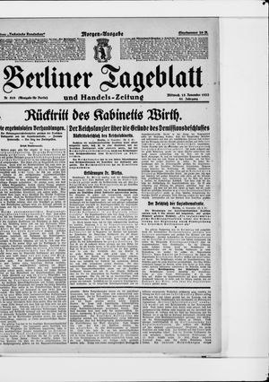 Berliner Tageblatt und Handels-Zeitung vom 15.11.1922