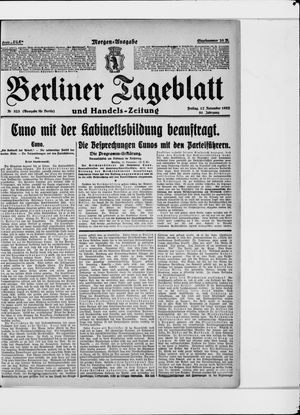 Berliner Tageblatt und Handels-Zeitung vom 17.11.1922