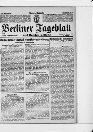 Berliner Tageblatt und Handels-Zeitung vom 19.11.1922