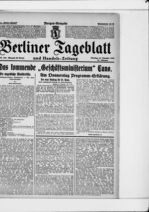 Berliner Tageblatt und Handels-Zeitung vom 21.11.1922