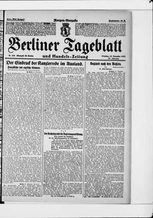 Berliner Tageblatt und Handels-Zeitung on Nov 26, 1922