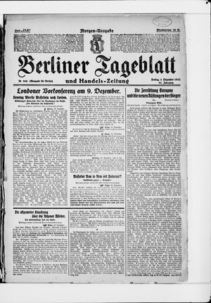 Berliner Tageblatt und Handels-Zeitung vom 01.12.1922