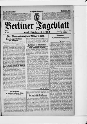 Berliner Tageblatt und Handels-Zeitung vom 02.12.1922