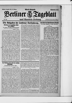 Berliner Tageblatt und Handels-Zeitung vom 06.12.1922