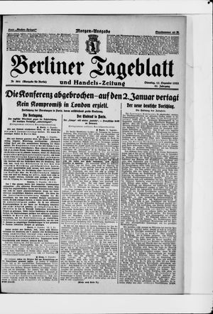Berliner Tageblatt und Handels-Zeitung vom 12.12.1922