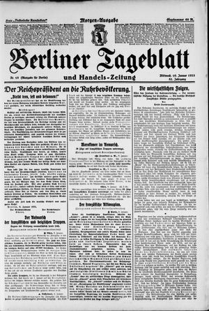 Berliner Tageblatt und Handels-Zeitung vom 10.01.1923