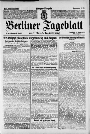 Berliner Tageblatt und Handels-Zeitung on Jan 13, 1923