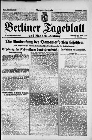 Berliner Tageblatt und Handels-Zeitung on Jan 18, 1923
