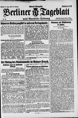 Berliner Tageblatt und Handels-Zeitung vom 24.01.1923