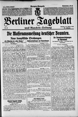Berliner Tageblatt und Handels-Zeitung on Jan 30, 1923