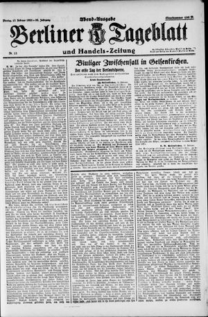 Berliner Tageblatt und Handels-Zeitung on Feb 12, 1923