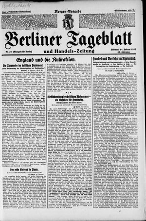 Berliner Tageblatt und Handels-Zeitung vom 14.02.1923