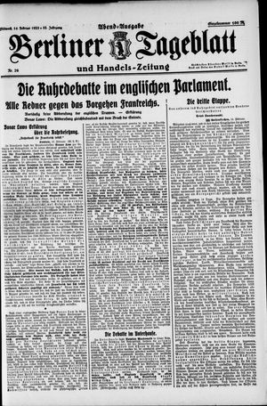 Berliner Tageblatt und Handels-Zeitung on Feb 14, 1923