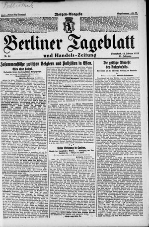 Berliner Tageblatt und Handels-Zeitung vom 17.02.1923