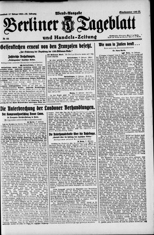 Berliner Tageblatt und Handels-Zeitung vom 17.02.1923