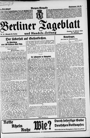 Berliner Tageblatt und Handels-Zeitung vom 18.02.1923