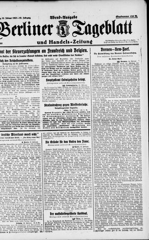 Berliner Tageblatt und Handels-Zeitung vom 22.02.1923