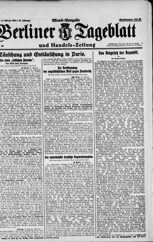 Berliner Tageblatt und Handels-Zeitung vom 27.02.1923