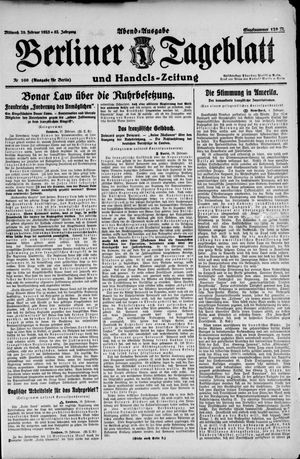Berliner Tageblatt und Handels-Zeitung vom 28.02.1923