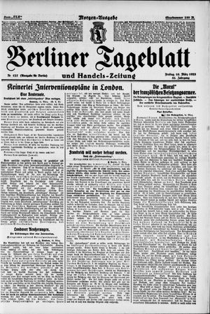 Berliner Tageblatt und Handels-Zeitung vom 16.03.1923