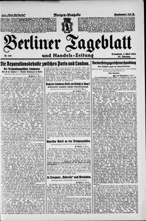 Berliner Tageblatt und Handels-Zeitung vom 07.04.1923