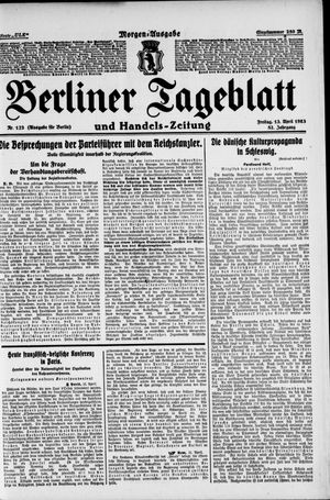 Berliner Tageblatt und Handels-Zeitung vom 13.04.1923