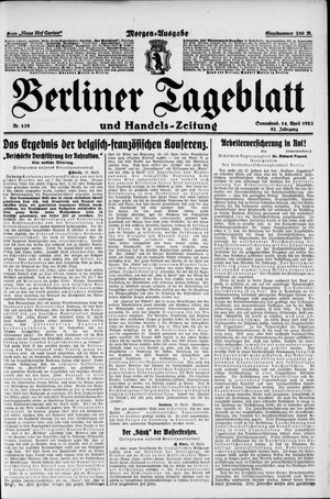 Berliner Tageblatt und Handels-Zeitung vom 14.04.1923