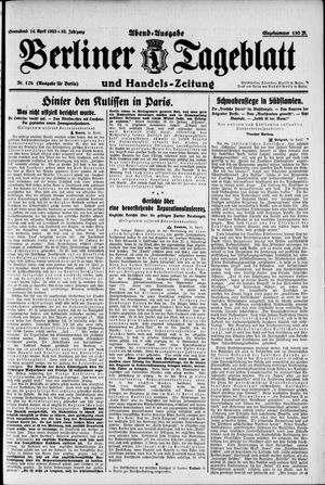Berliner Tageblatt und Handels-Zeitung vom 14.04.1923